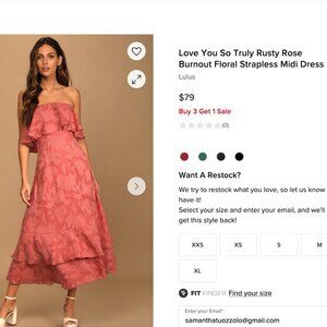 Love You So Truly Rusty Rose Burnout Floral Strapless Midi Dress